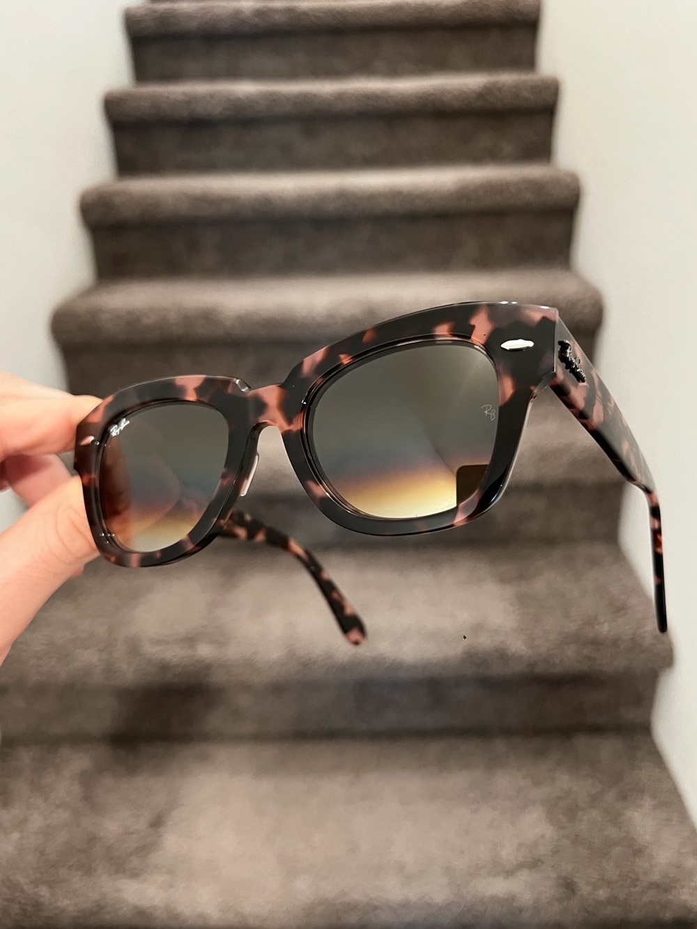 NEW Ray-Ban RB2186 STATE STREET Gradient Sunglasses Tortoise Havan Pink 49-20